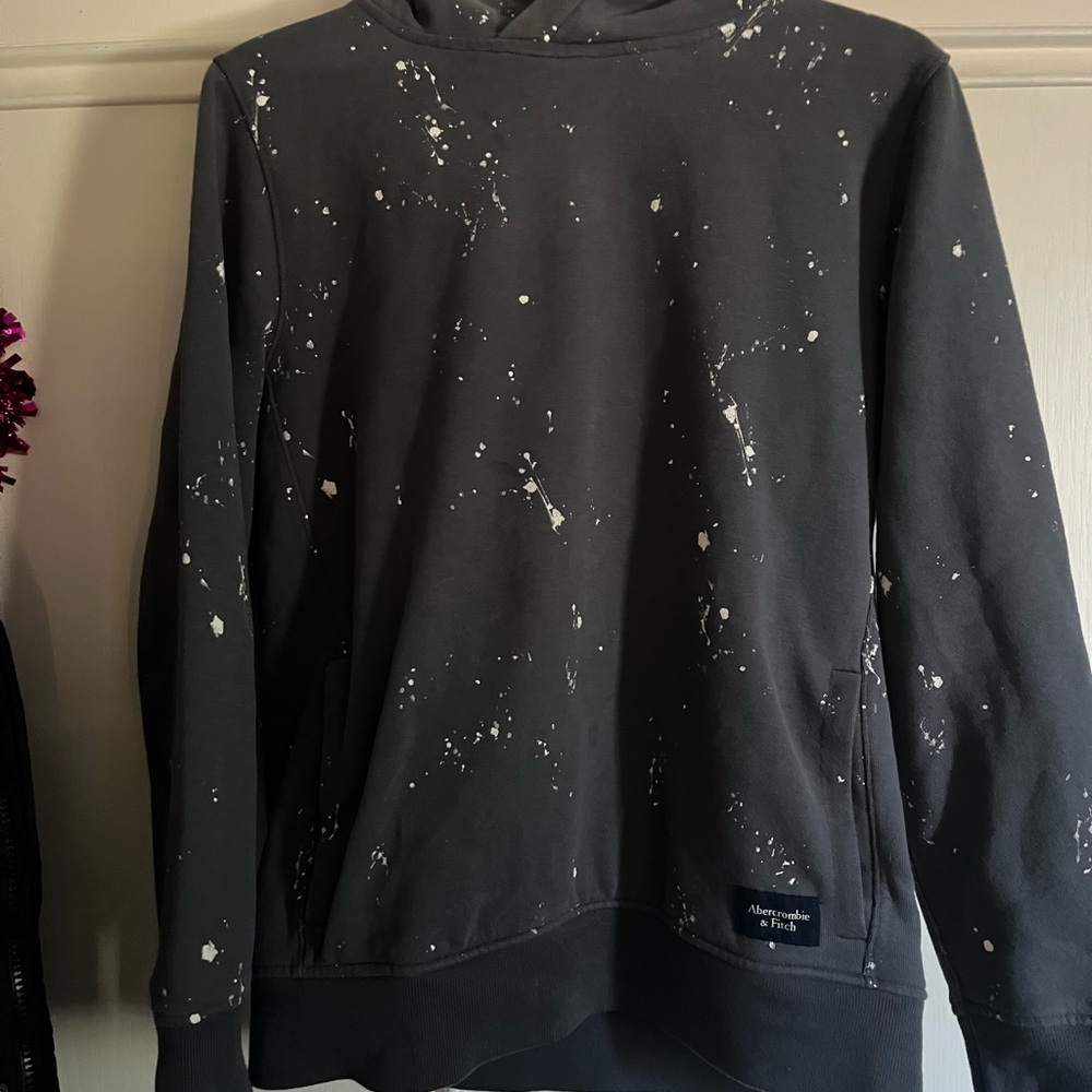 Abercrombie & Fitch Gray Soft Fleece Paint Splatter Hoodie Size Small